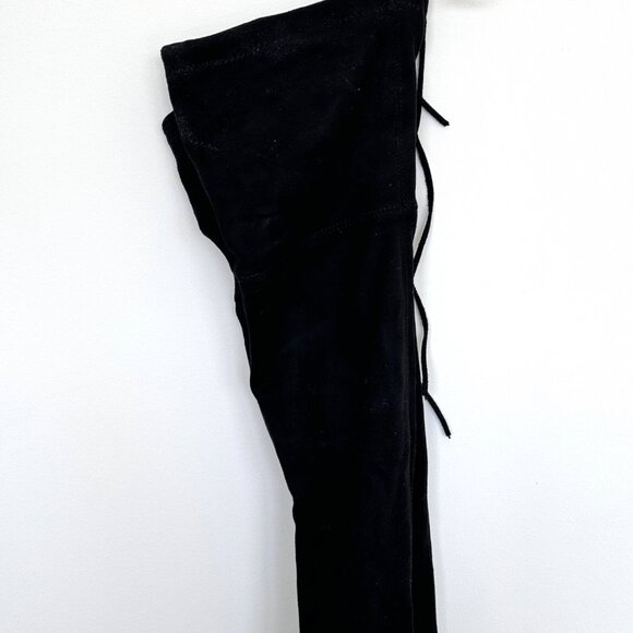 Suede Black Boots Above Knee High with strings in the back - Picture 3 of 4